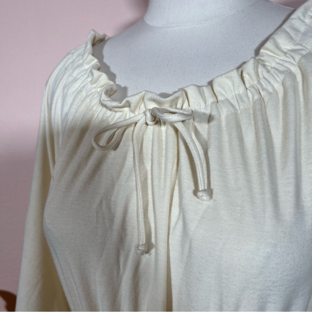 Vintage 1970 Bohemian Prairie Yves Jennet Cream Rose floral Cottagecore Dress M - Picture 5 of 17